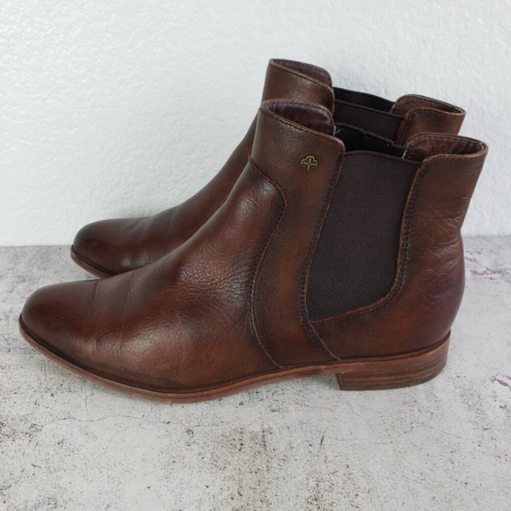 ISOLA 'Mora' Chelsea Leather Ankle Booties Whiskey Canneto Brown size 7.5M - Picture 4 of 12
